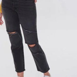 Black Ripped Mom Jeans